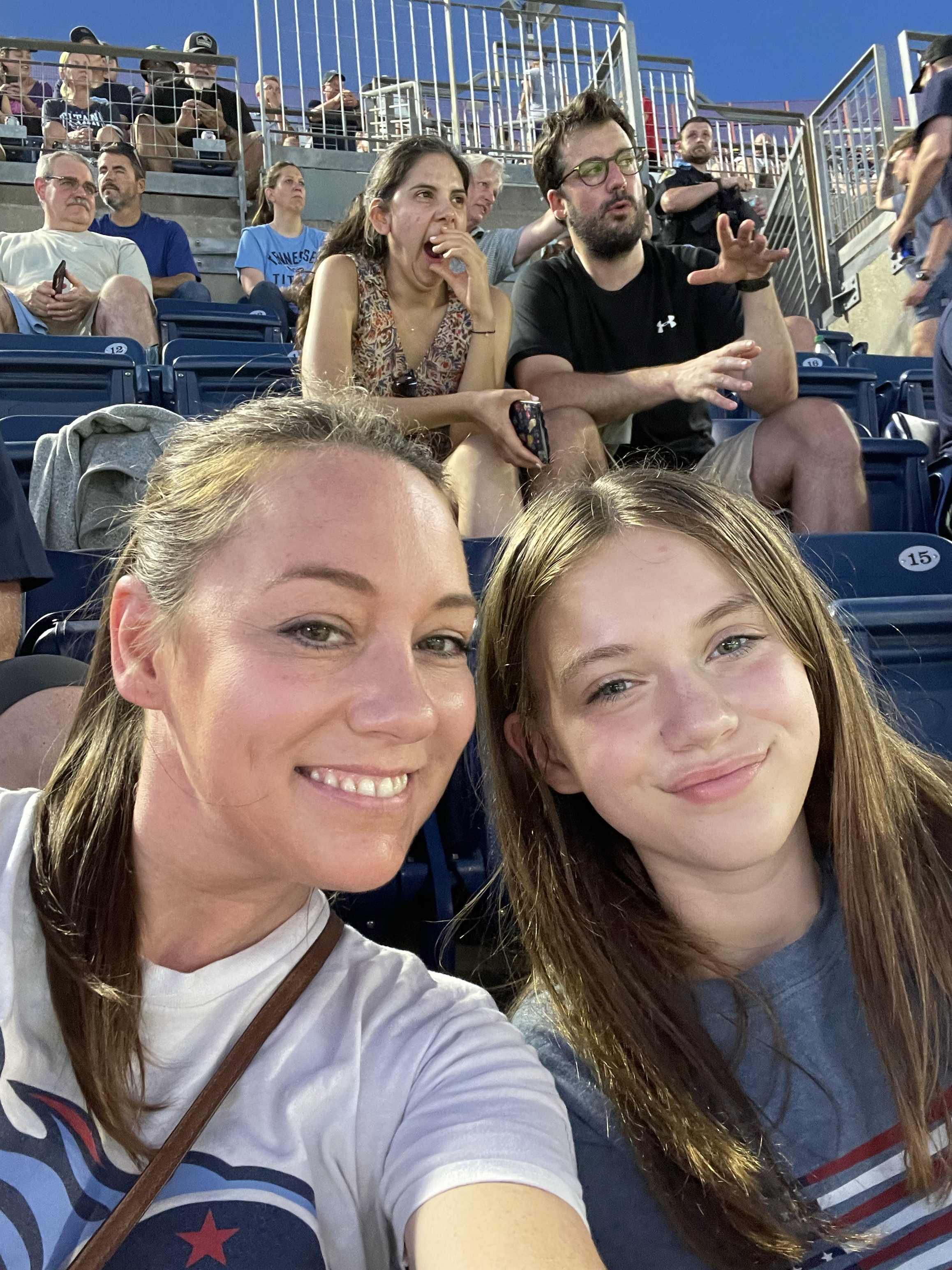 Reagan and mom enjoying a baseball game together